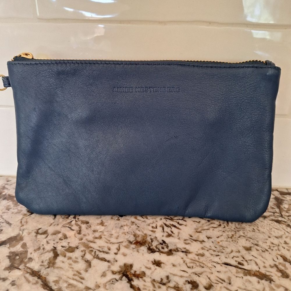 Aimee Kestenberg blue leather clutch